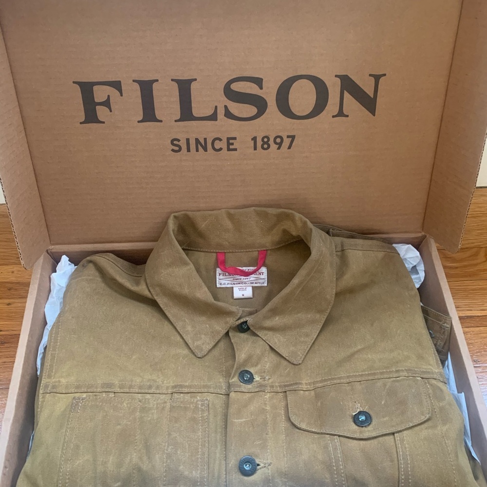 Filson tin cloth short cruiser USA made dark tan